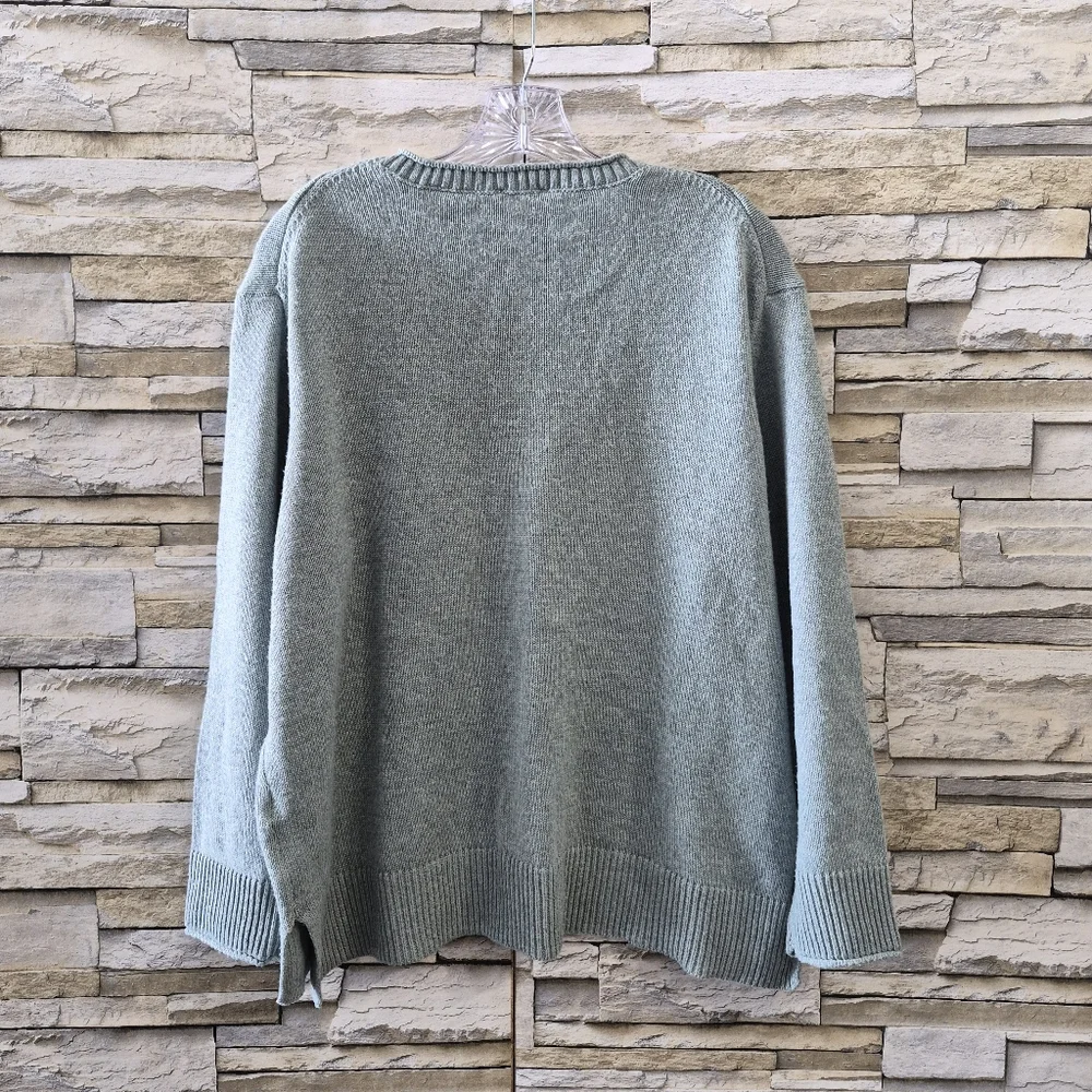 Ella Moss Crew Neck Sweater Womans XL Light Green Minimalist Casual Cozy - Picture 2 of 10